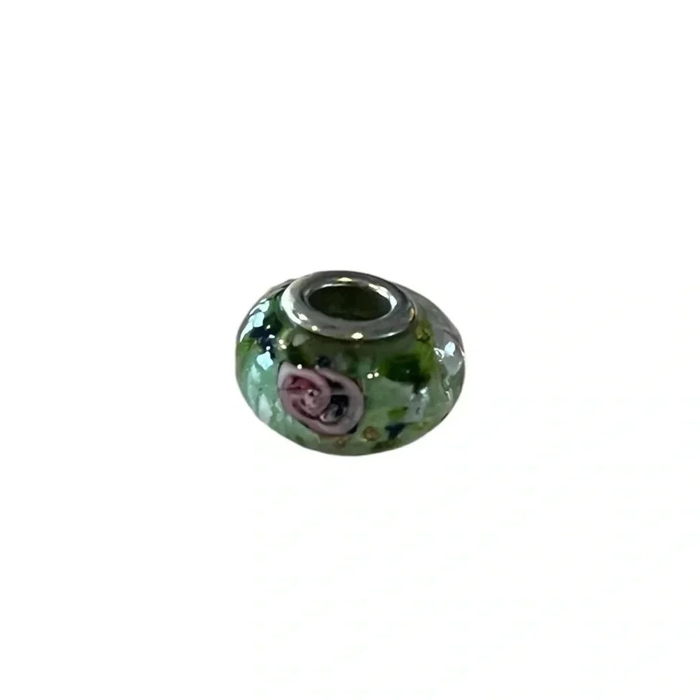 Glass floral 🌸and silver charm